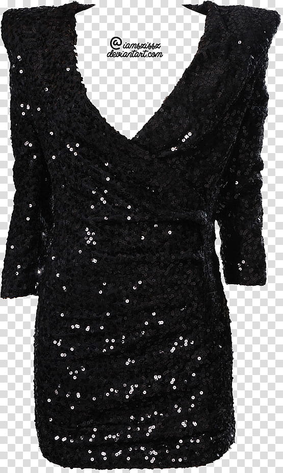 Glitter sequined prom dresses , women's black scoop-neck dress transparent background PNG clipart