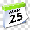 WinXP ICal, green and white March  calendar illustration transparent background PNG clipart