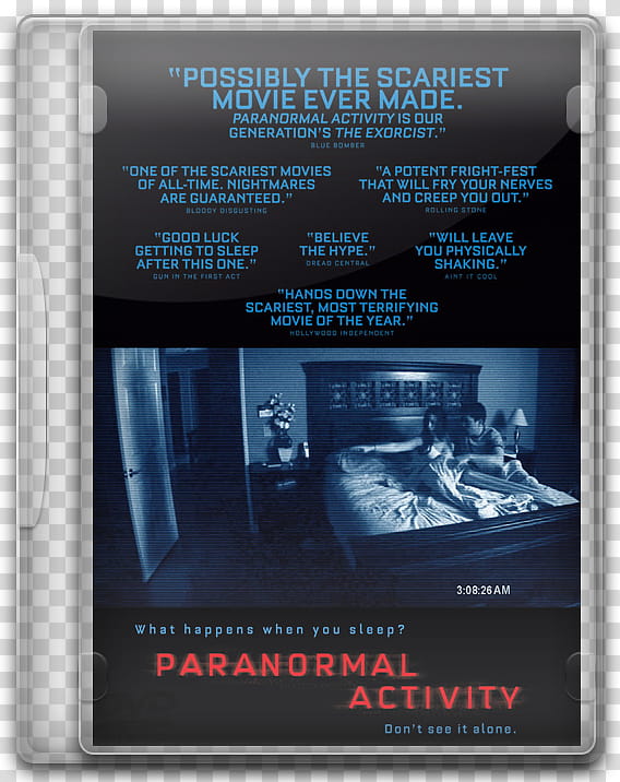 DVD movies icon, Paranormal Activity, Paranormal Activity DVD case transparent background PNG clipart