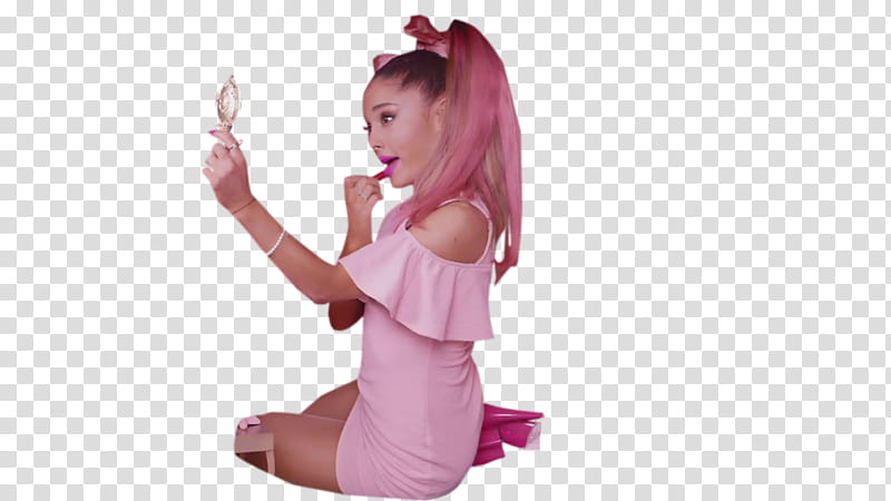 Ariana Grande, woman putting lipstick transparent background PNG clipart