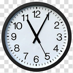 The Office Collection, round black and white analog clock displaying at : transparent background PNG clipart