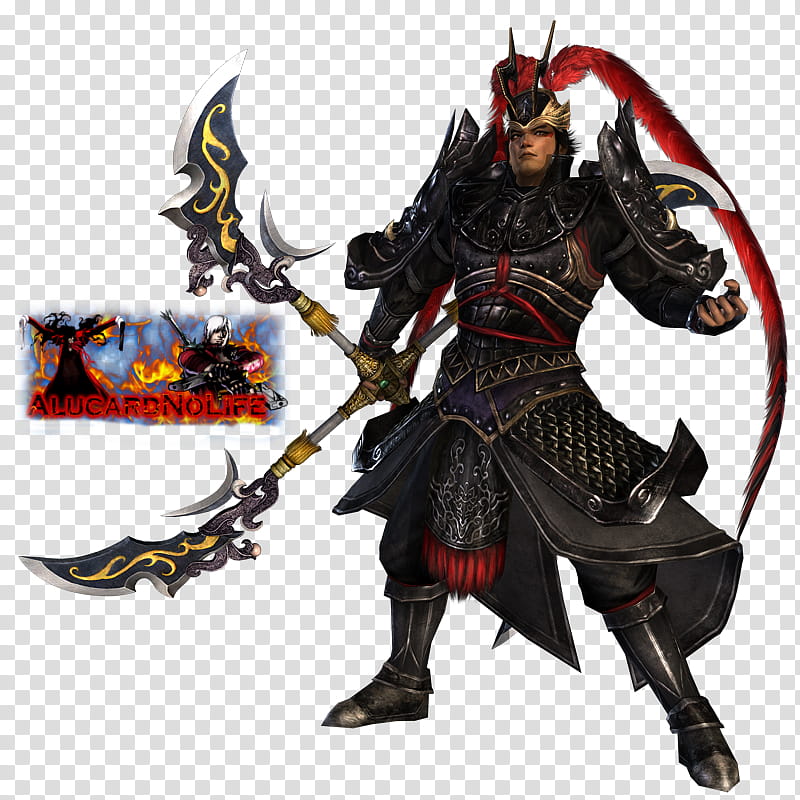 Lu Bu Render, man in black armor suit illustration transparent background PNG clipart