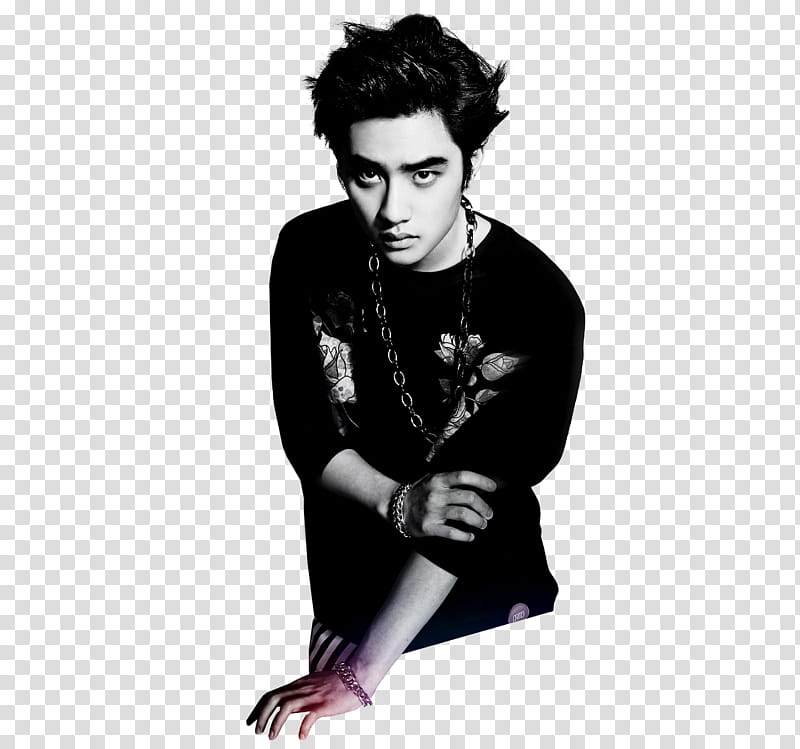 EXO Overdose, grayscale graphy of man holding elbow transparent background PNG clipart