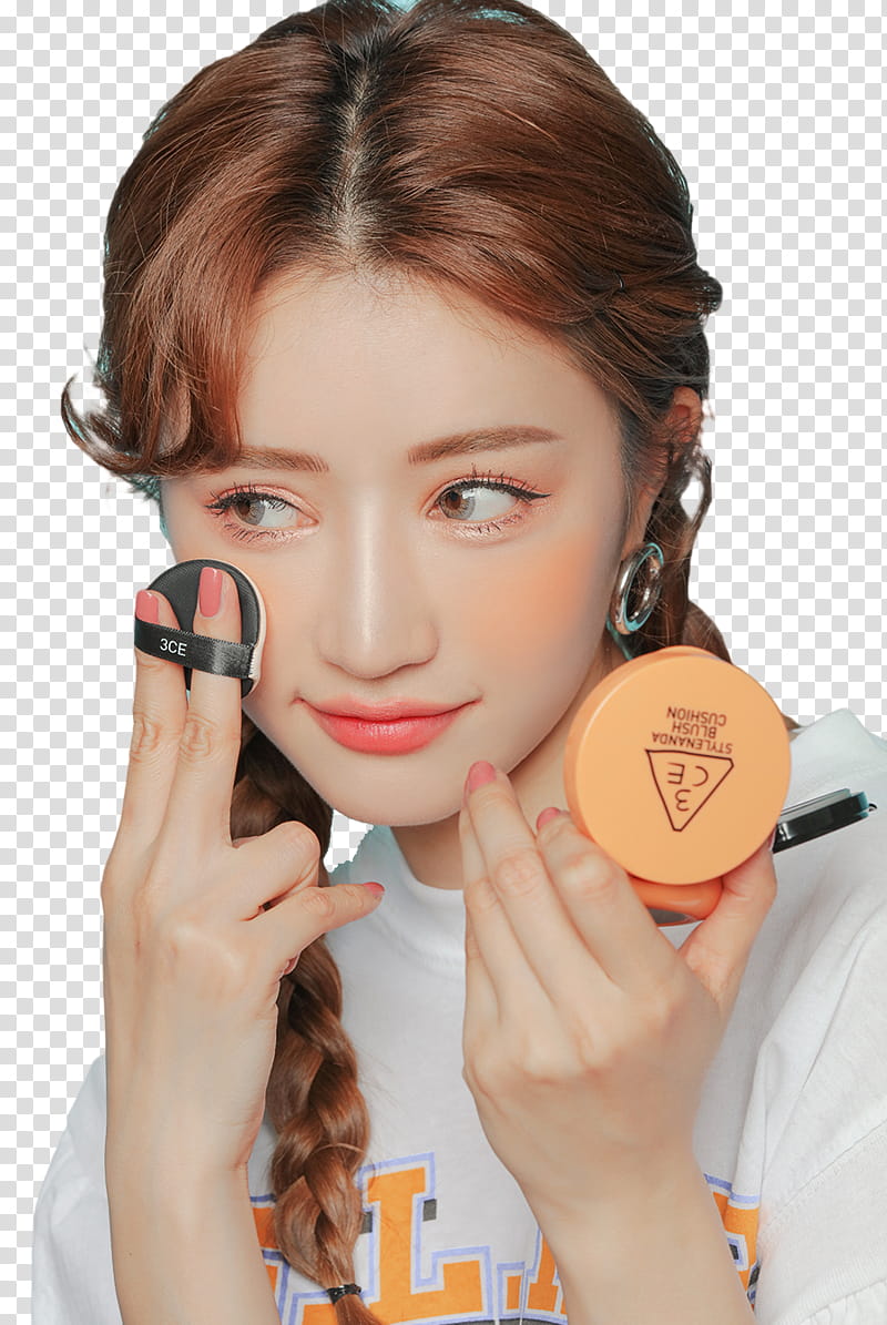 STYLENANDA, woman applying makeup transparent background PNG clipart
