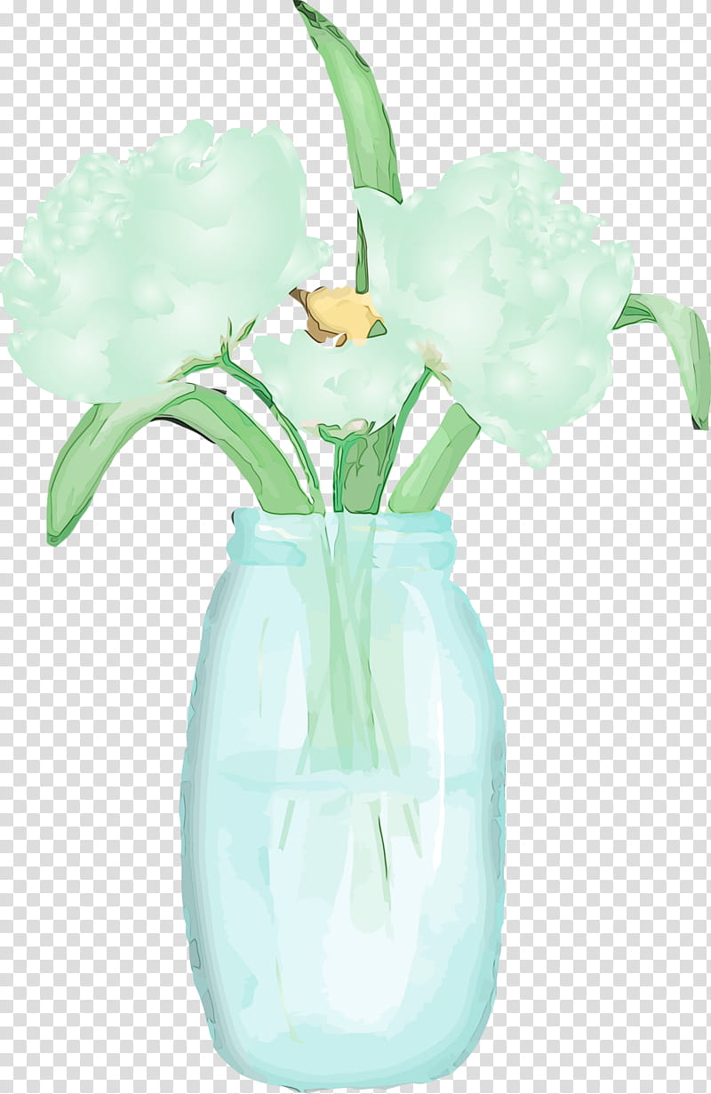 vase flower aqua plant cut flowers, Watercolor Mason Jar, Watercolor Flowers, Watercolor Floral, Paint, Wet Ink, Glass, Artifact transparent background PNG clipart