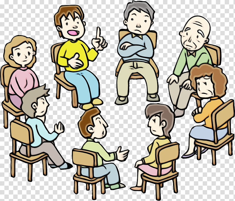 social group people cartoon sharing, Watercolor, Paint, Wet Ink, Conversation, Team, Family s, Furniture transparent background PNG clipart