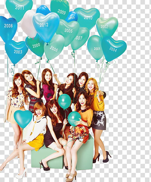 Girls Generation, teal balloons lot transparent background PNG clipart