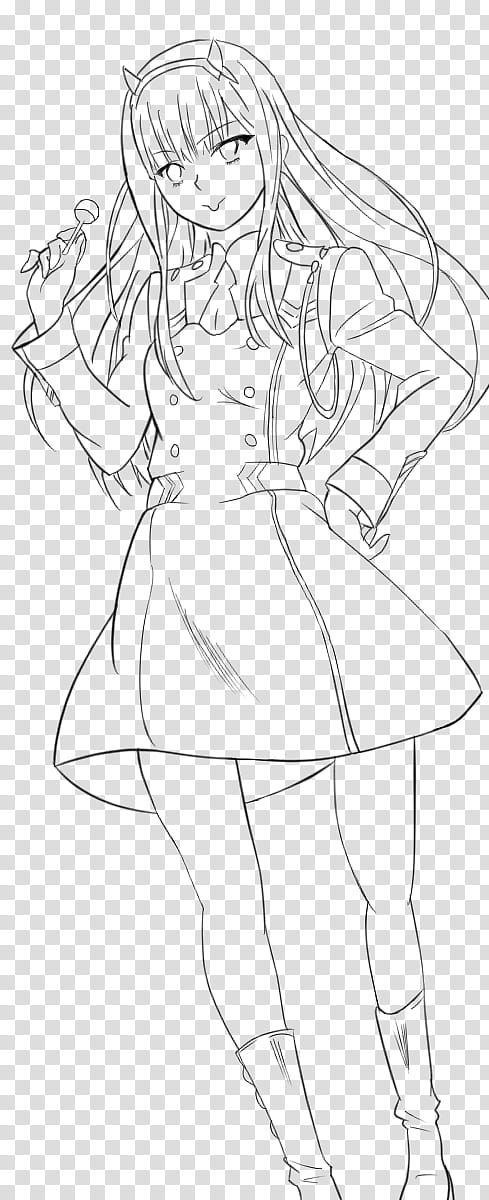 Lineart Nr. , Zero Two transparent background PNG clipart