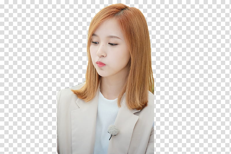 MINA TWICE, woman wearing beige blazer transparent background PNG clipart