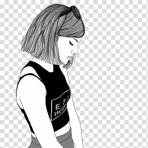 Aesthetic, woman wearing black crop top sketch artwork transparent background PNG clipart