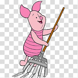 iconos y Pigglet, Pigglet By; MinnieKawaiiTutos (), Disney Piglet holding garden rake while smiling illustration transparent background PNG clipart