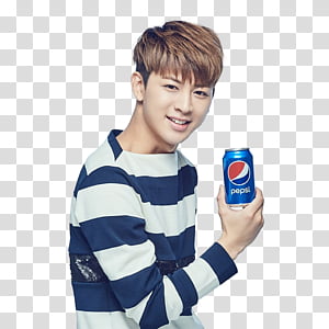 iKON PEPSI 7P, man holding Pepsi cola can transparent background PNG clipart thumbnail
