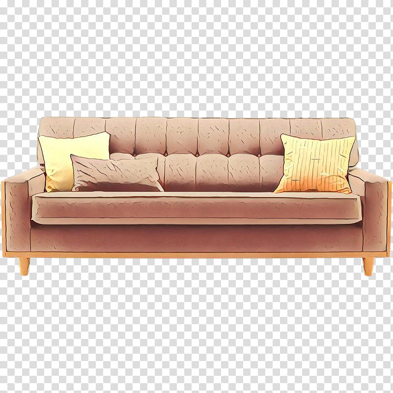 furniture couch sofa bed studio couch yellow, Cartoon, Beige, Futon, Room, Leather, Table transparent background PNG clipart