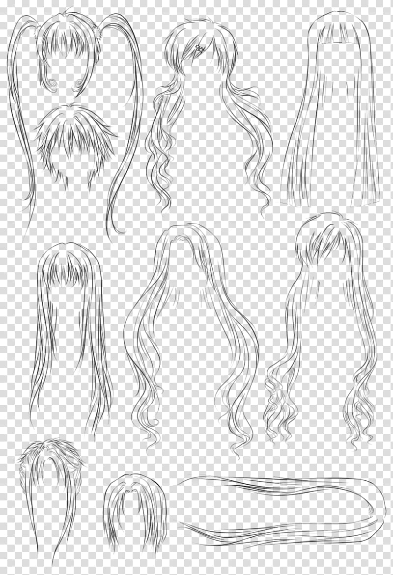 Anime hair brushes, anime hair sketches transparent background PNG clipart  | HiClipart