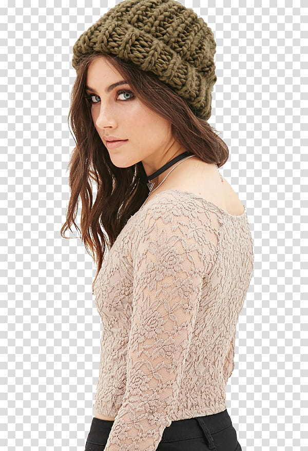 Anna Christine Speckhart, woman wearing grey knit cap transparent background PNG clipart