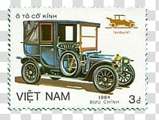 Stamp Car , black and brown car Vietnam  postage stamp transparent background PNG clipart
