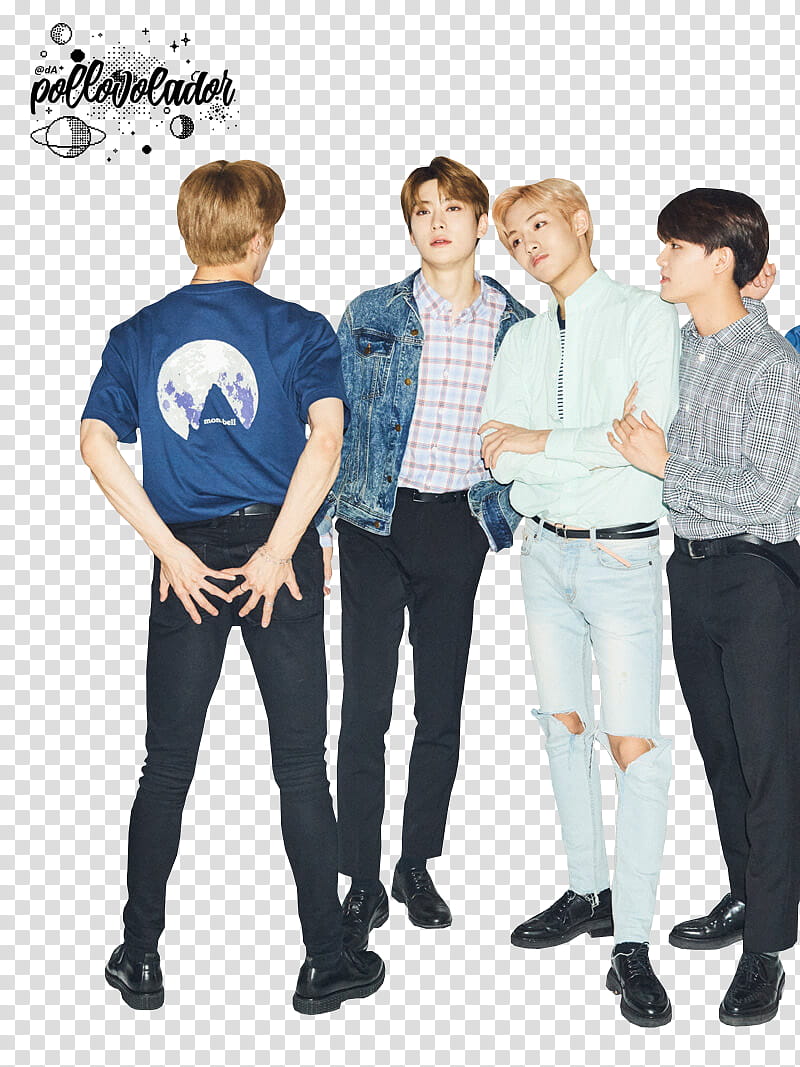 NCT  Men No No No, four men wearing assorted-color apparels transparent background PNG clipart