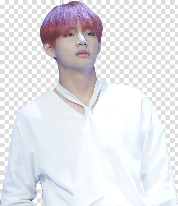 V TAEHYUNG BTS, man wearing white long-sleeved crew-neck top transparent background PNG clipart