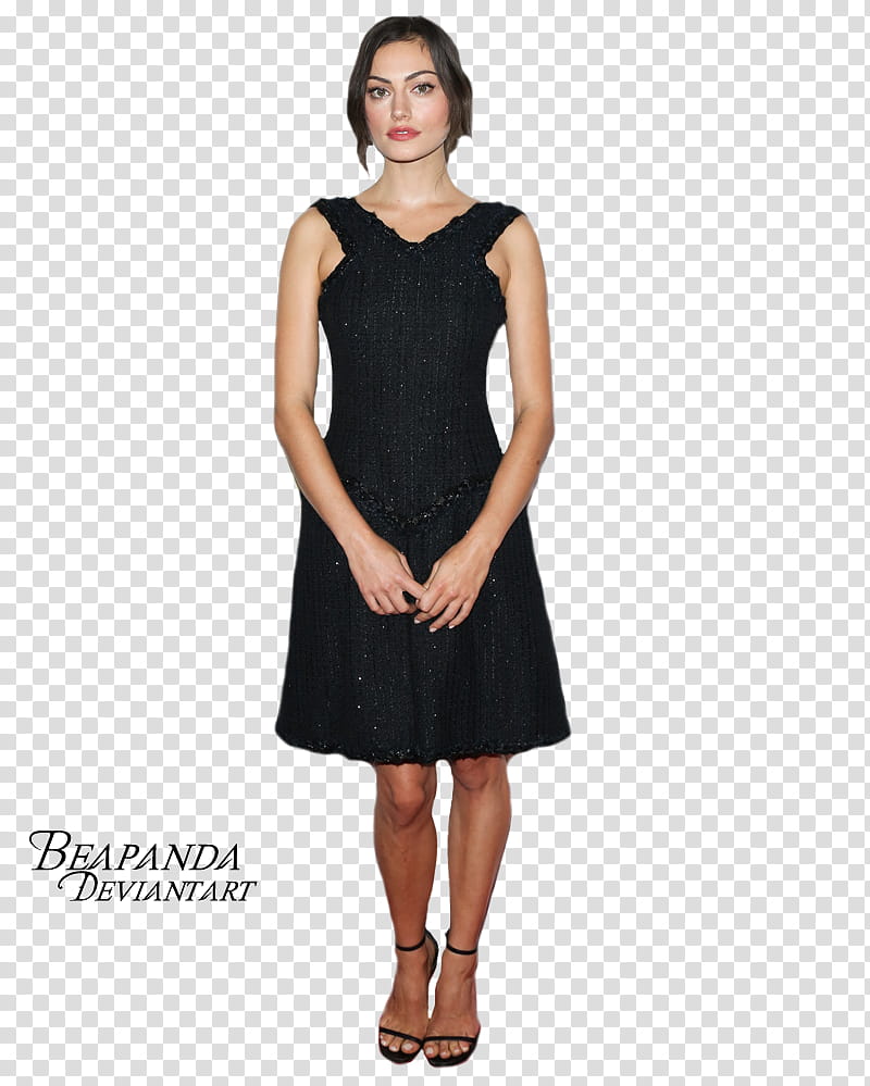 Phoebe Tonkin, women's black dress with text overlay transparent background PNG clipart