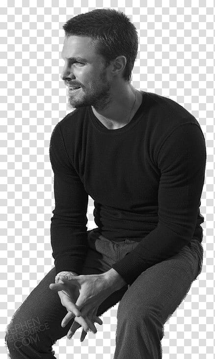 Stephen Amell, grayscale graphy of smiling Stephen Amell transparent background PNG clipart