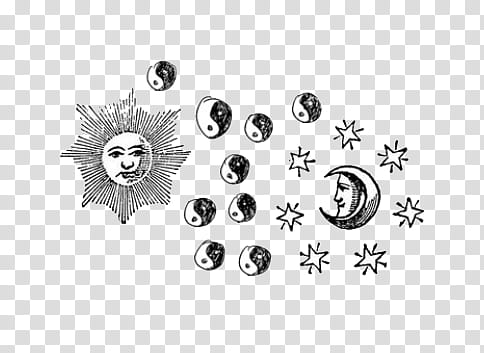 Doodles and Drawing , Sun, Yin Yang and Moon illustration transparent background PNG clipart