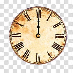 clocks, round brown and beige analog roman clock displaying : transparent background PNG clipart