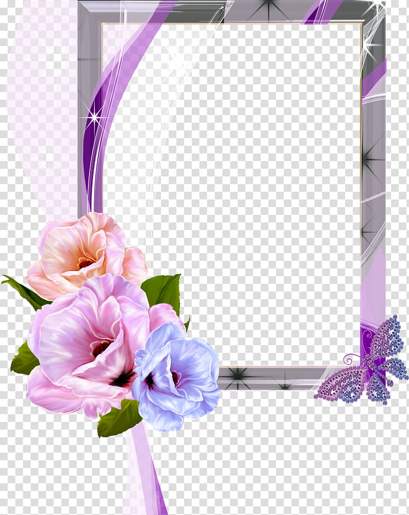 frame, rectangular gray frame with flowers transparent background PNG clipart