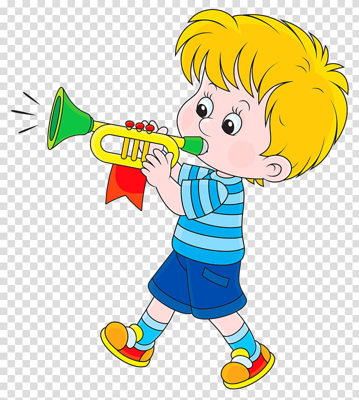 Child, Trumpet, Cartoon, Happy, Pleased, Playing Sports transparent background PNG clipart