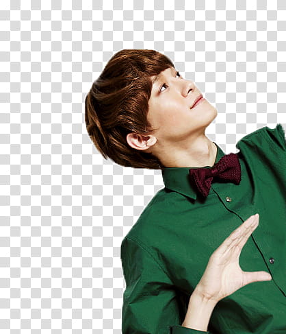 EXO Miracle of December Ver, man in green button-up dress shirt looked up graphic transparent background PNG clipart