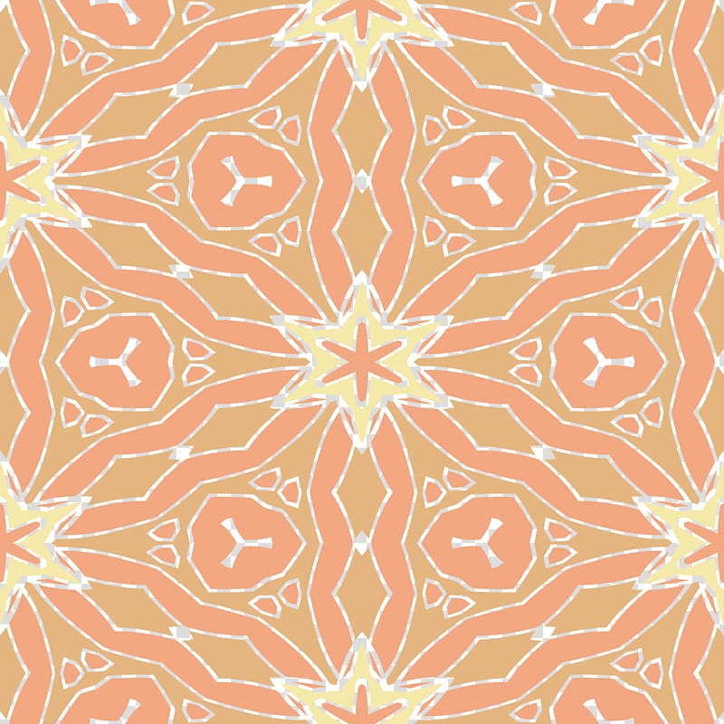 Kaleidoscope patterns seamless, orange floral art transparent background PNG clipart