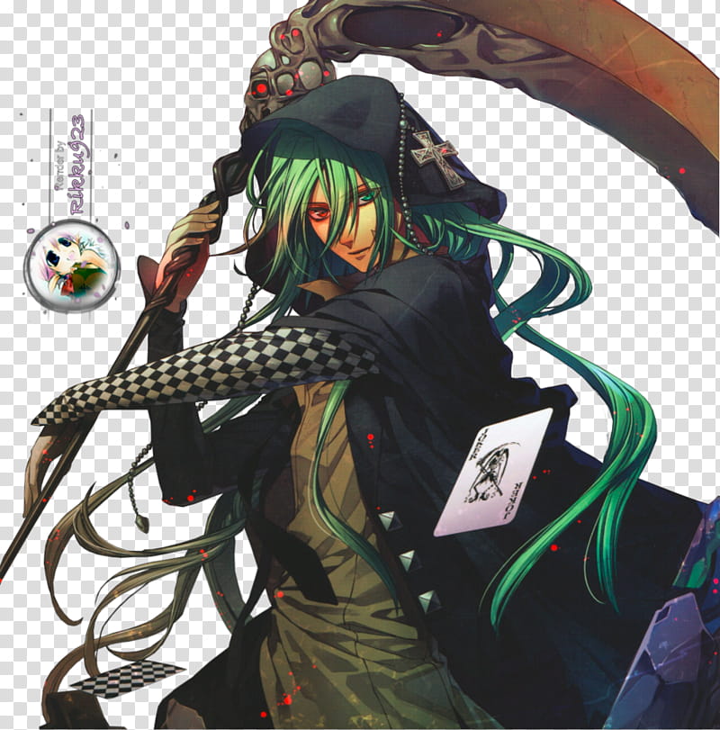 Ukyo Render, woman in black hoodie holding scythe anime character illustration transparent background PNG clipart