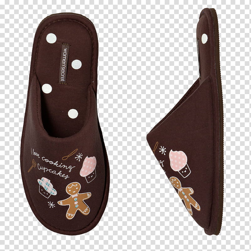 pair of brown Ginger breadman house slippers transparent background PNG clipart