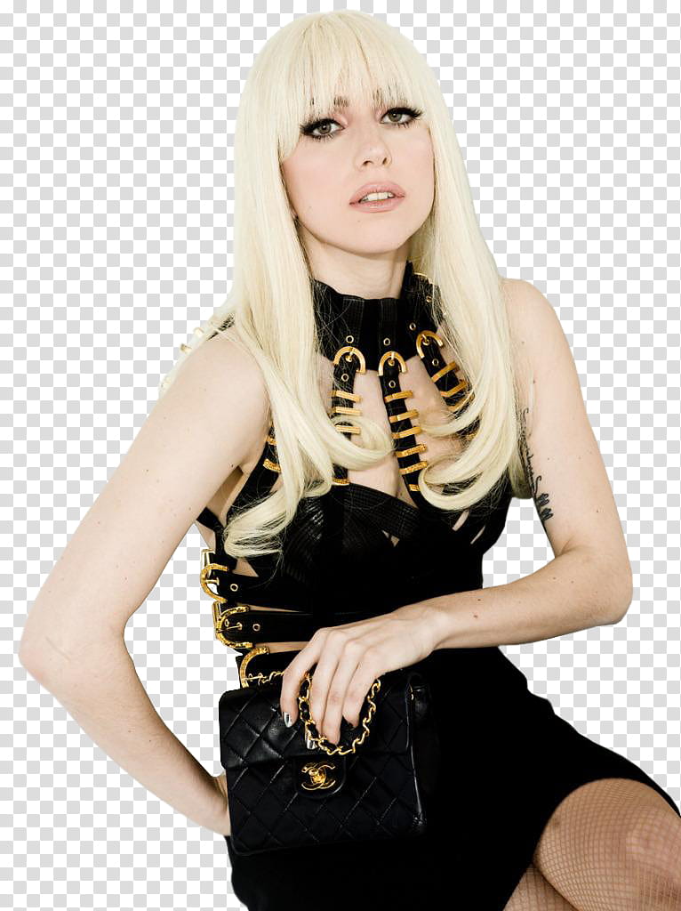 Lady Gaga , women's black and white long sleeve shirt transparent background PNG clipart