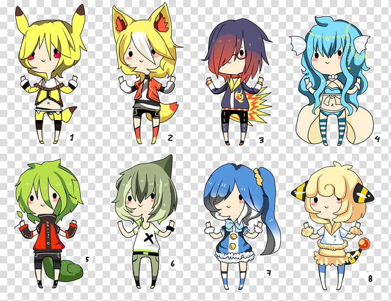Pokemon Gijinka, CLOSED, eight female characters illustration transparent background PNG clipart