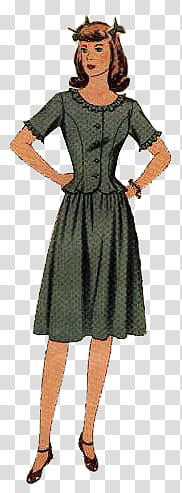 Fashion s, female in green short-sleeved dress painting transparent background PNG clipart