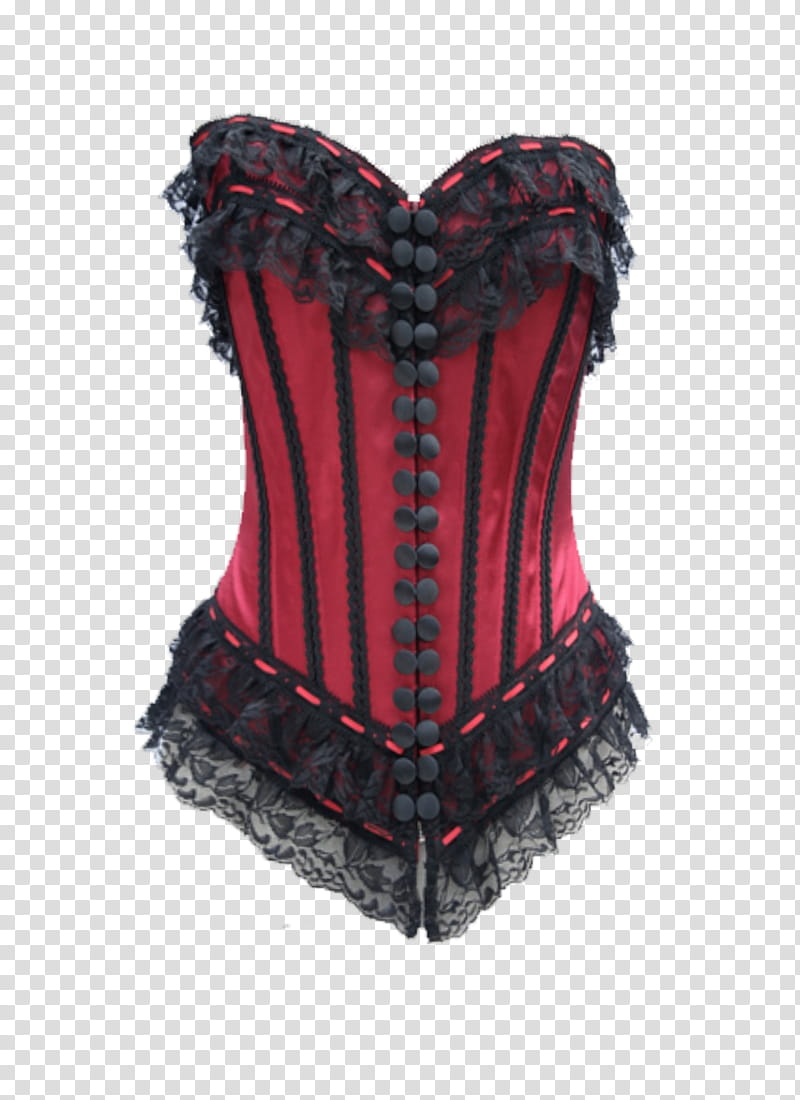 Gothic Clothing , red and black sweetheart-neckline lace corset transparent background PNG clipart
