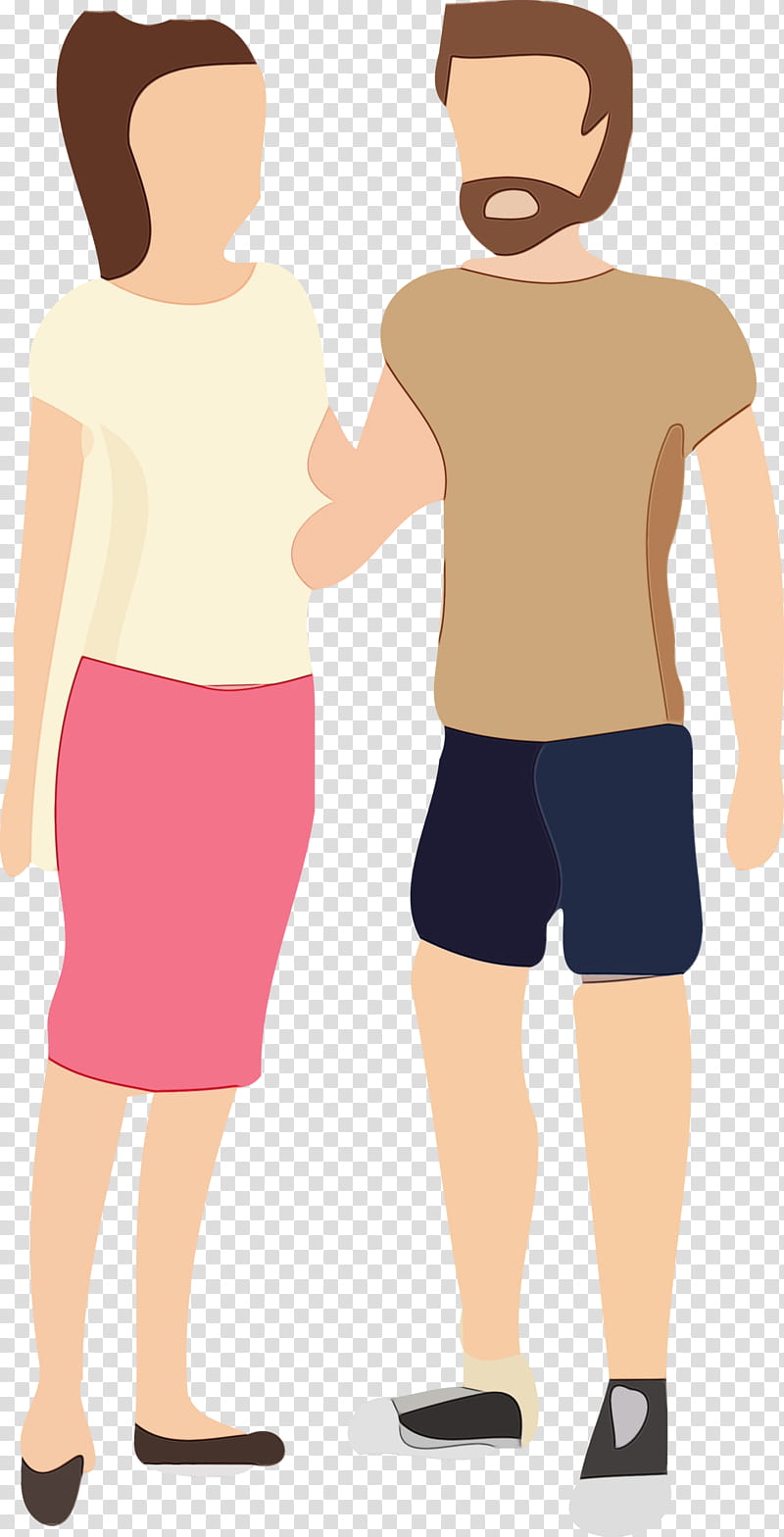 Holding hands, Couple, Lover, Watercolor, Paint, Wet Ink, People, Clothing transparent background PNG clipart