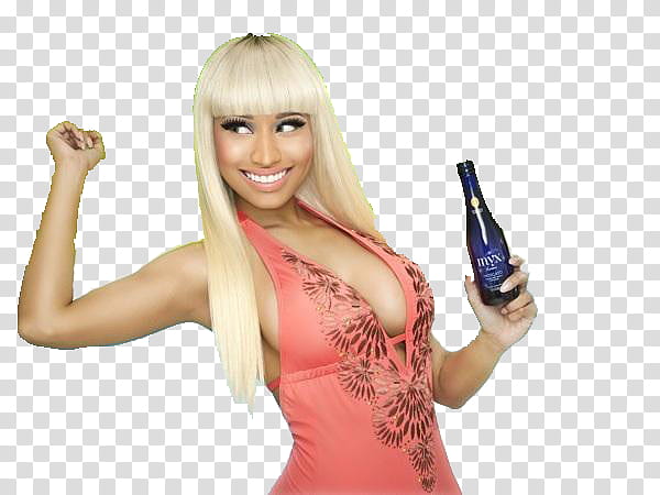 Nicki MInaj M y X, Nicki Minaj holding bottle transparent background PNG clipart