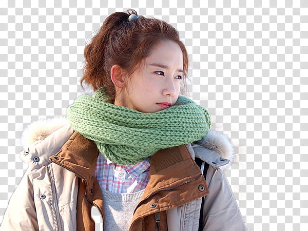 YoonA Love Rain, woman in green knitted scarf transparent background PNG clipart