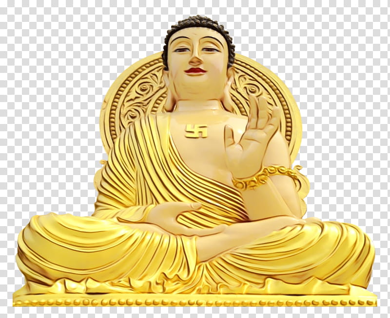 Buddha, Gautama Buddha, Classical Sculpture, Statue, Gold, Meditation, Yellow, Figurine transparent background PNG clipart