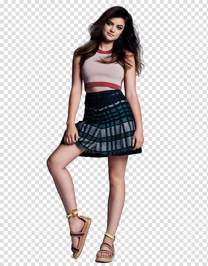 Lucy Hale , woman wearing mini skirt transparent background PNG clipart
