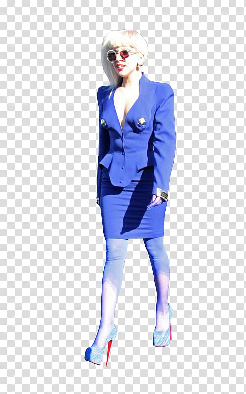 Lady Gaga , Lady Gaga wearing blue V neck blue dress transparent background PNG clipart