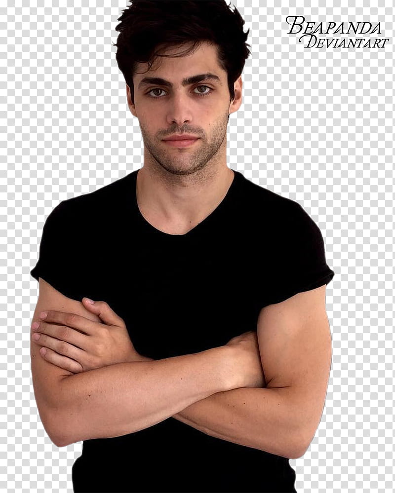 Matthew Daddario, men's black crew-neck t-shirt transparent background PNG clipart