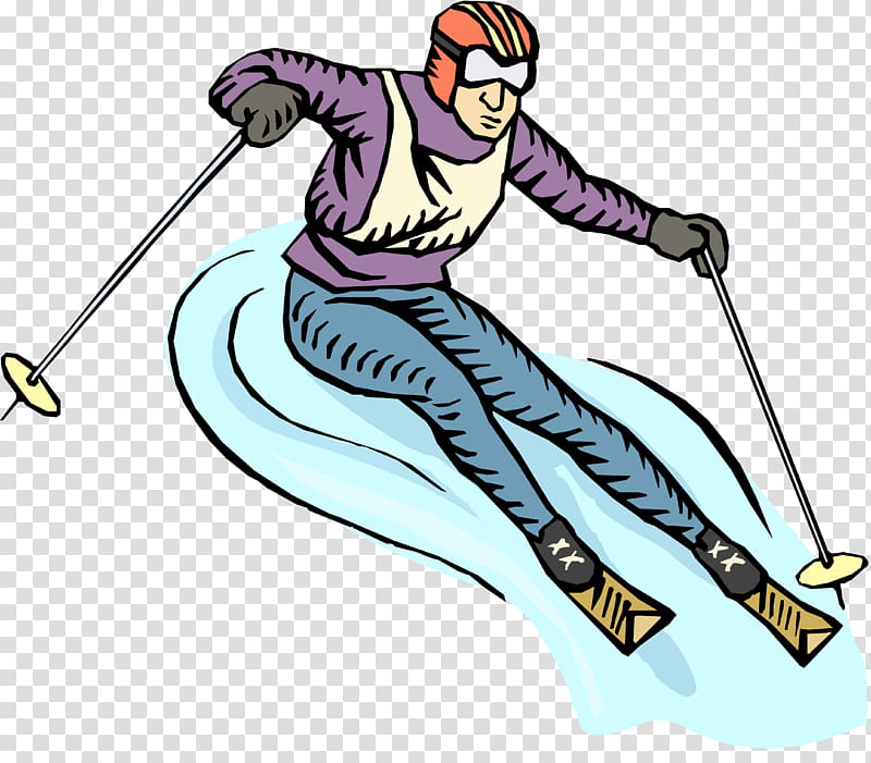 Winter, Ski Poles, Ski Bindings, Line, Slope, Cartoon, Character, Skiing transparent background PNG clipart