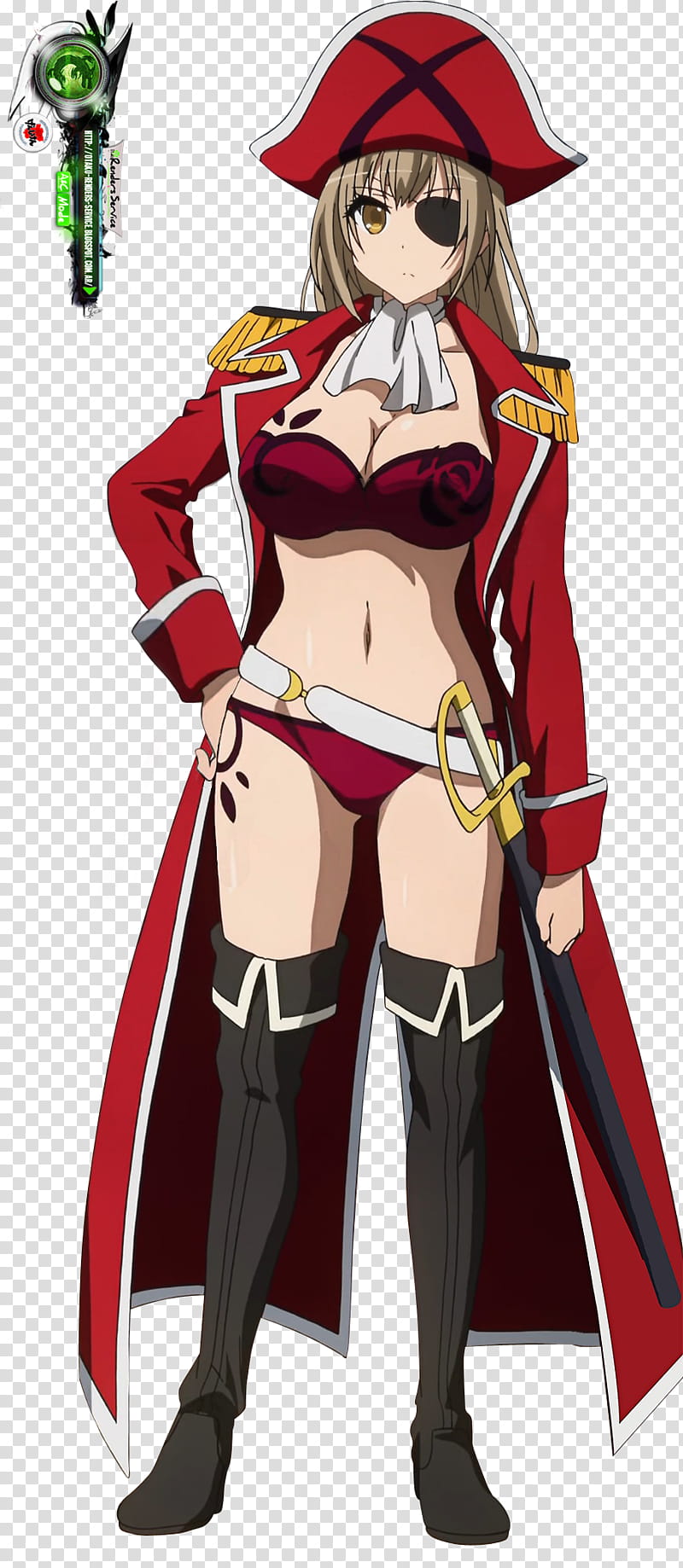 Amagi Brilliant Park Sento Isuzu Pirate Bikini, girl in red and white suit anime character illustration transparent background PNG clipart