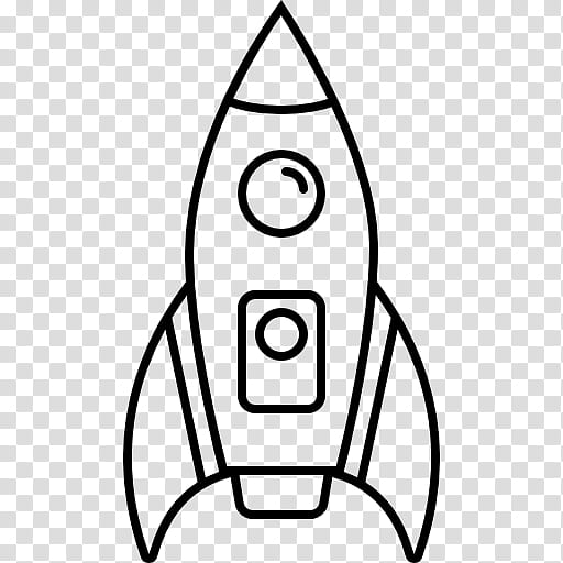 black lineart drawing of a spaceship transparent background PNG clipart