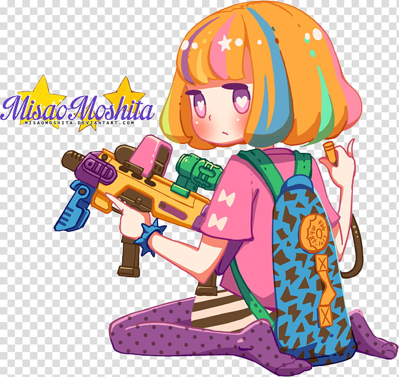 Girly Hipster , girl holding toy gun illustration transparent background PNG clipart