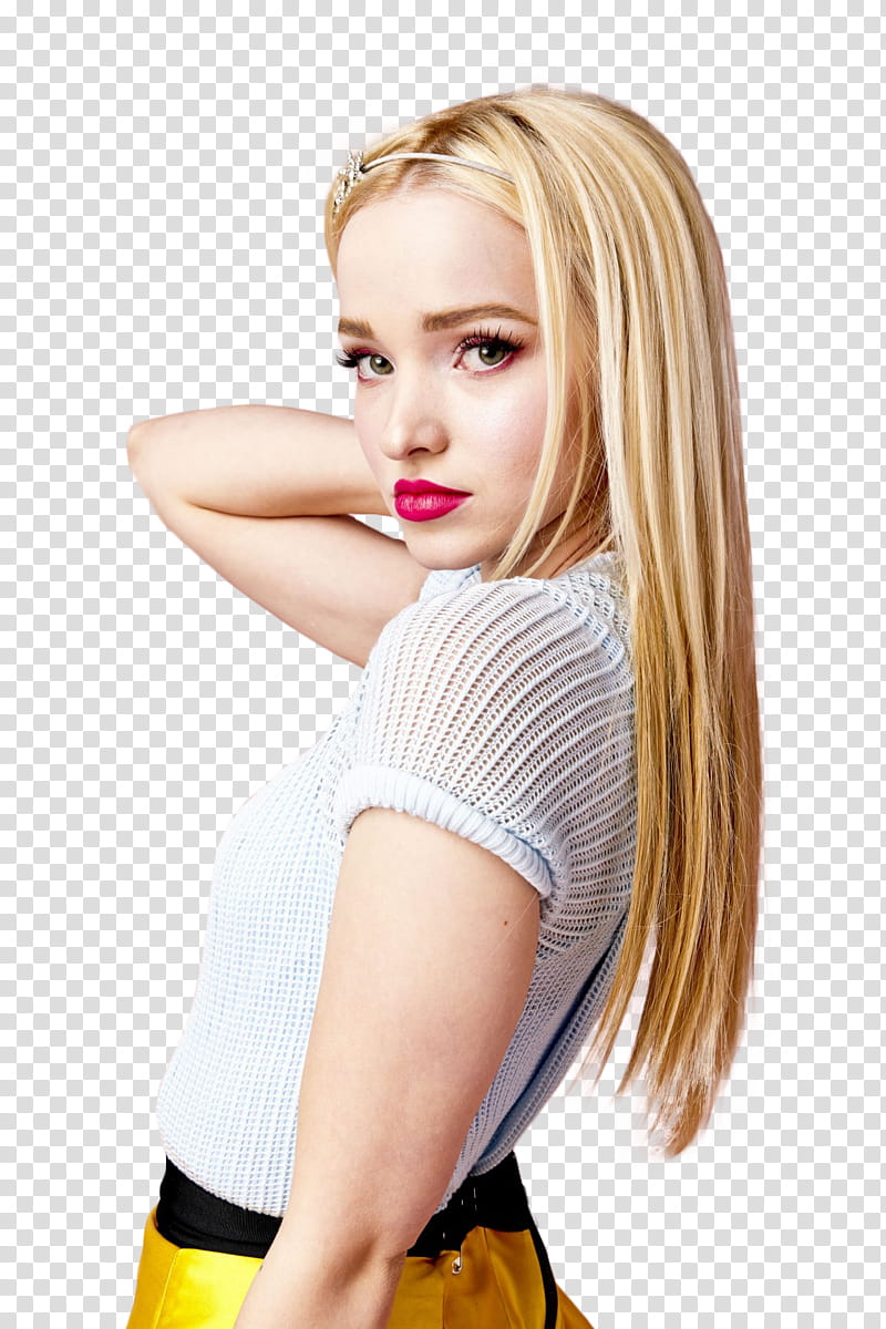 Dove Cameron, woman wearing white top and yellow bottoms art transparent background PNG clipart