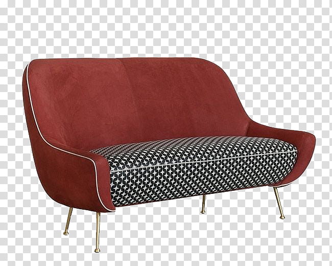 Furniture, red and black star print sofa transparent background PNG clipart