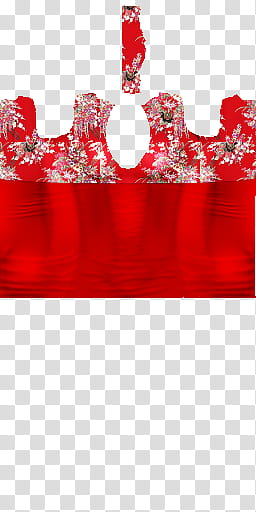 Desire Dress, red and white floral textile transparent background PNG clipart